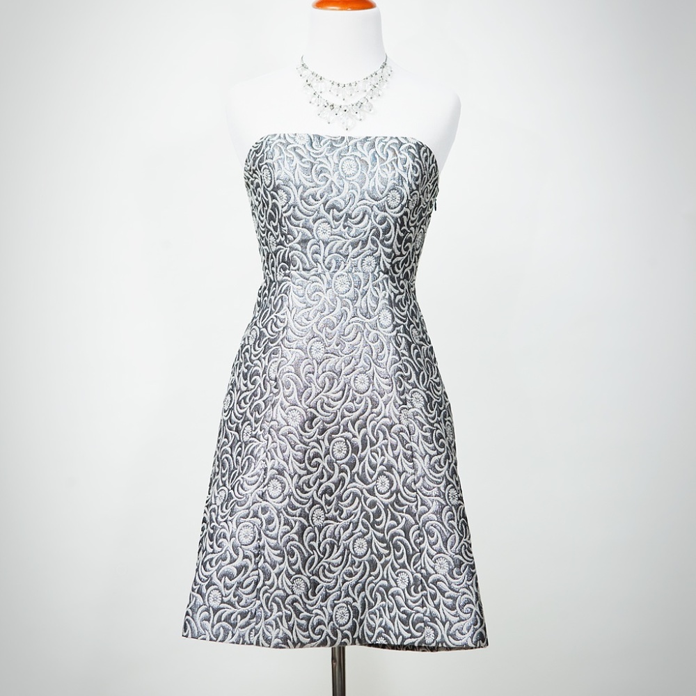 Silver floral damask print dress by The Limited